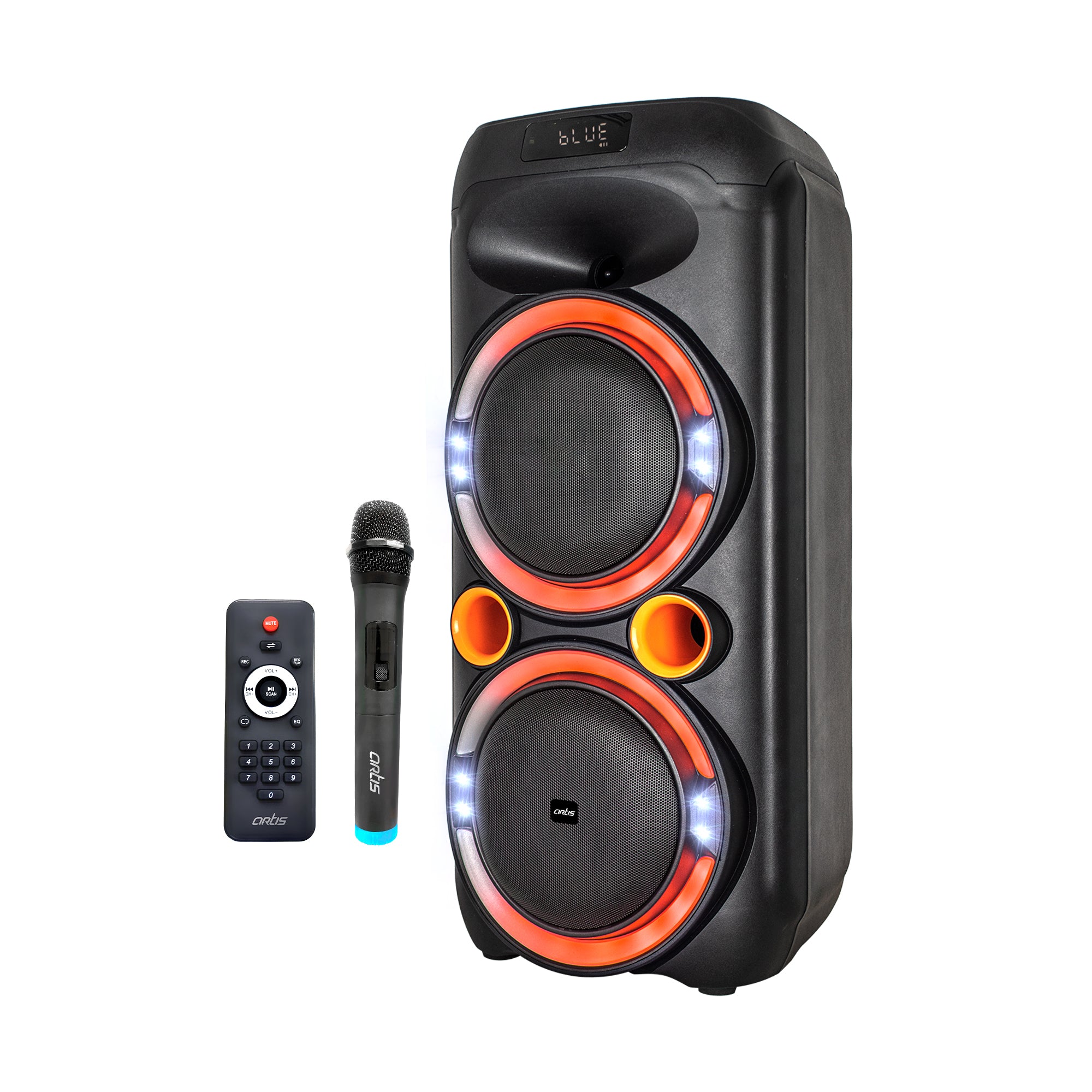 SoundMax 1000 60W Wireless Bluetooth Party Speaker with EQ Mode/FM/USB/Aux in/TF Card & Wireless Mic.