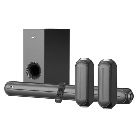 SoundHub 510 500W 5.1 Channel wireless Bluetooth Sound bar with wired Subwoofer & 2 Satellite speaker, 3 EQ Presets, 5 Driver units & Input Modes: Bluetooth/HDMI(ARC)/AUX in/COAXIAL/OPTICAL/USB Input/Subwoofer input/ Satellite input