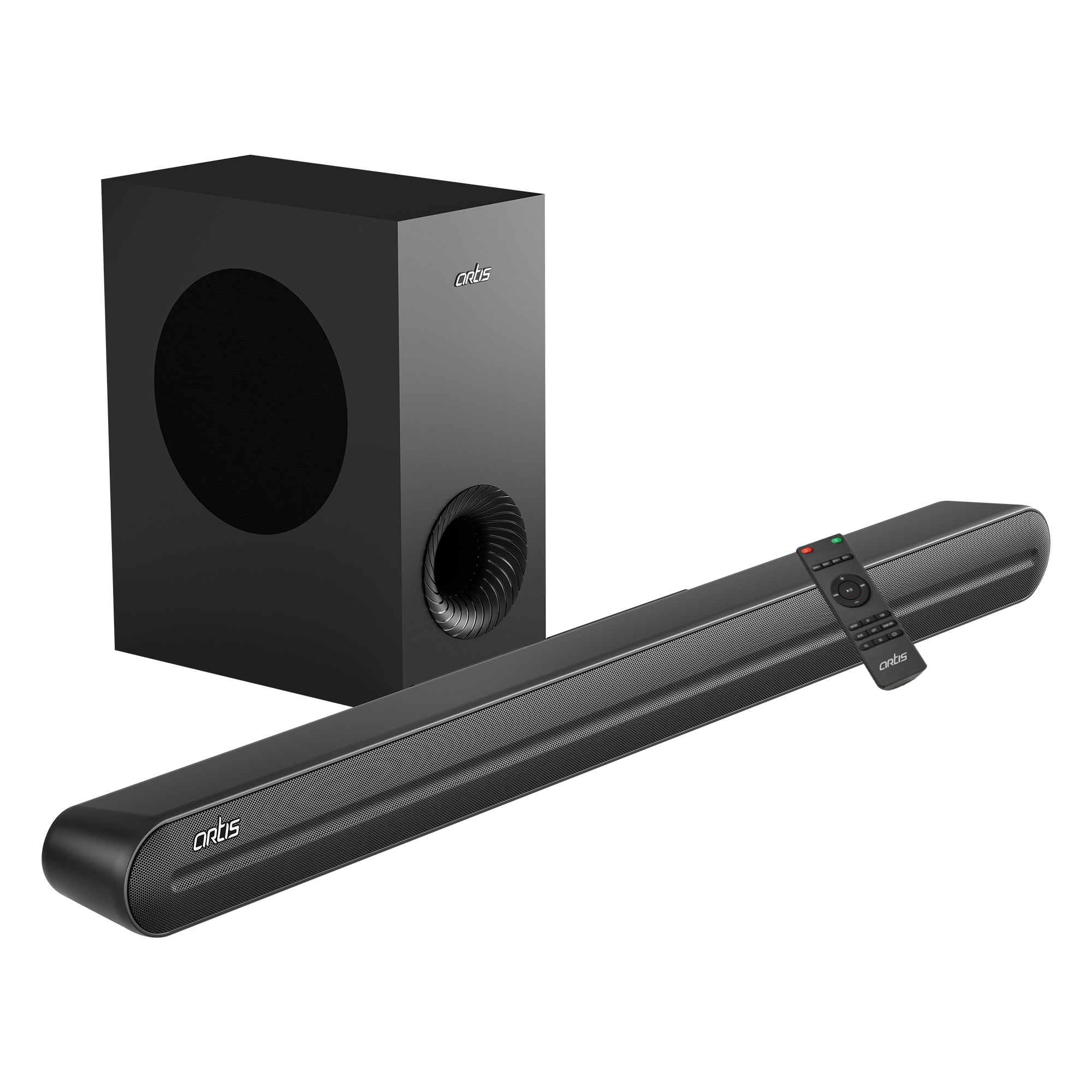 SoundHub 410  320W 2.1Channel Wireless Bluetooth Sound bar & wireless Subwoofer, 3 EQ Presets, 4 Driver units & Input Modes: Bluetooth/ HDMI(ARC) / AUX in /COAXIAL /OPTICAL / USB Input