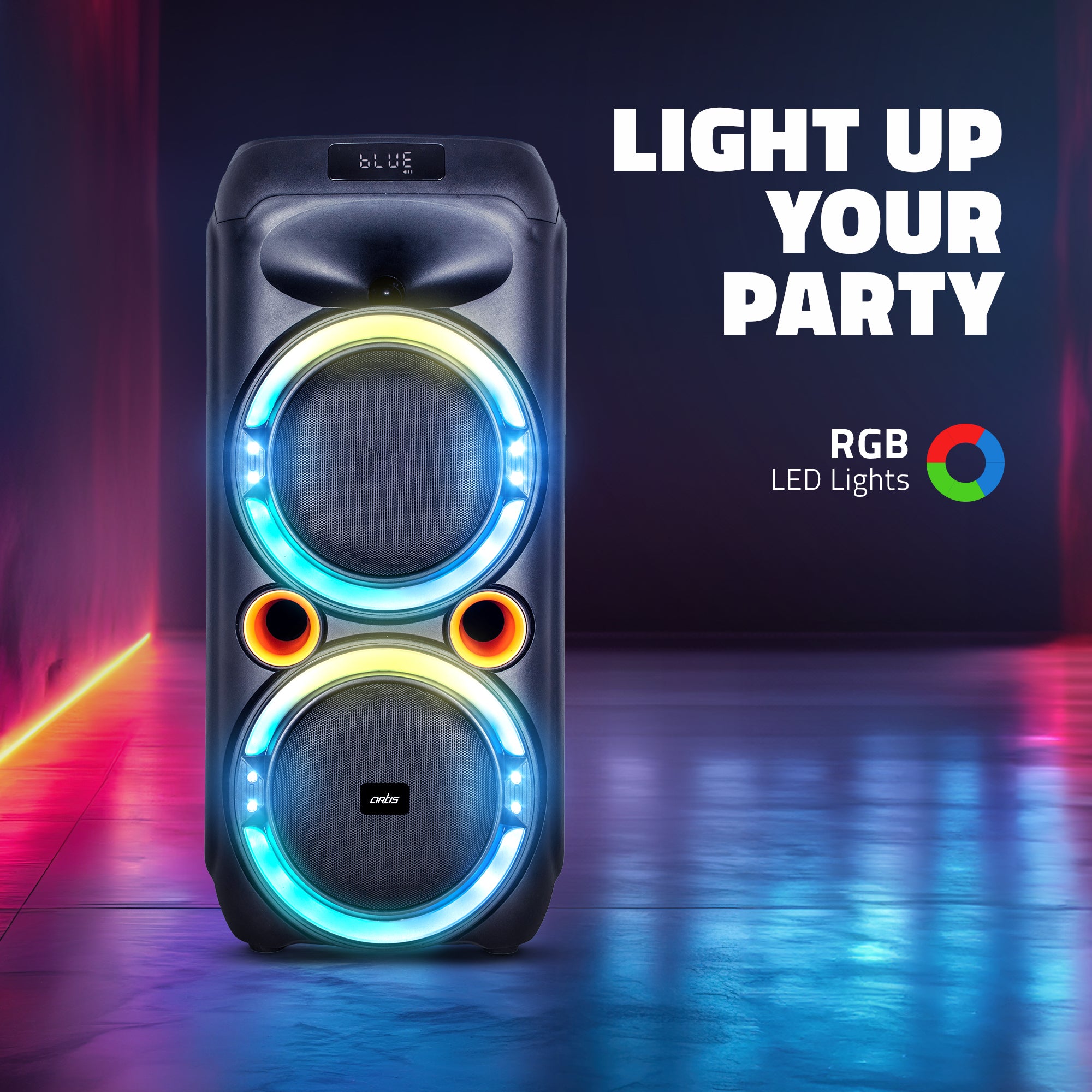 SoundMax 1000 60W Wireless Bluetooth Party Speaker with EQ Mode/FM/USB/Aux in/TF Card & Wireless Mic.